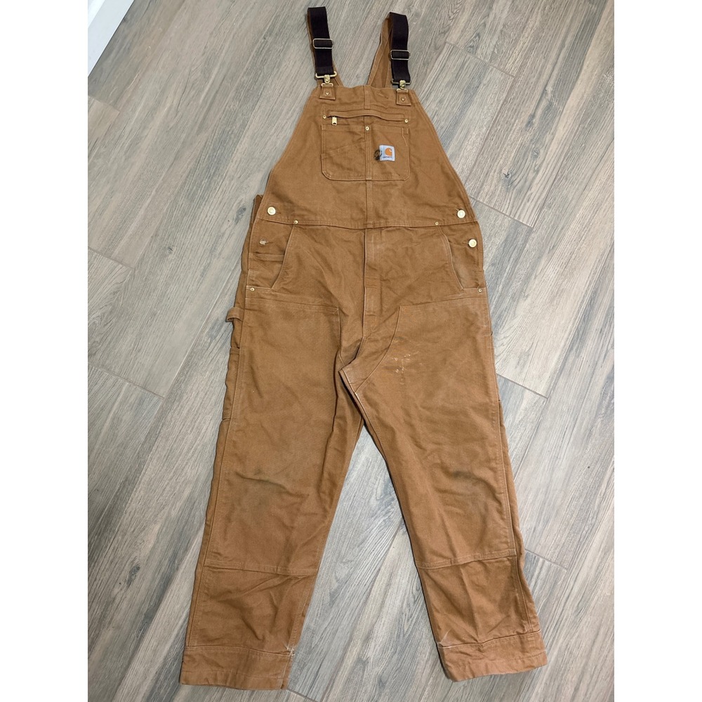Carhartt Relaxed Fit duck cotton bib overalls Carhartt Brown colorway 40x32